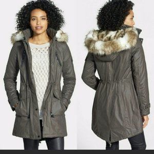 Laundry by Shelli Segal Parka Jacket w/Removable Faux Fur Hood Sz XS Like New